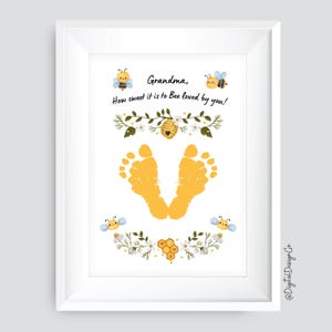 Presente da vovó e Nana, artesanato de arte com pegadas, dia dos avós, presente de aniversário, cartão DIY para artesanato com memória para crianças, bebês e crianças pequenas, cartão para impressão