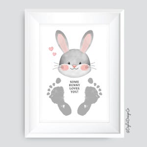 Un lapin vous aime, créations artistiques d'empreintes de main d'empreinte de pas de Pâques, pieds de lapin, bébé tout-petit, activité de Pâques, créations artisanales de cartes souvenir, imprimable