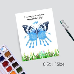 Mothers Day Handprint Craft, Fluttering By To Wish You a Happy Mothers Day, Butterfly Craft for Kids Baby Toddler, Memory Keepsake, DIY Card image 4