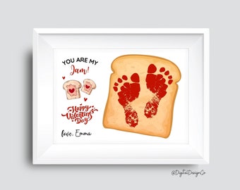 Alles Gute zum Valentinstag, Sie sind meine Marmelade Handabdruck Fußabdruck Kunst Handwerk, DIY Handwerk für Kinder Baby Kleinkind, Geschenk, Erinnerung Andenken, printable