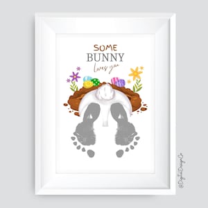Un lapin vous aime, créations artistiques empreinte de pas de lapin de Pâques, trou pour lapin, bébé bambin, souvenir, créations artisanales, carte-cadeau imprimable