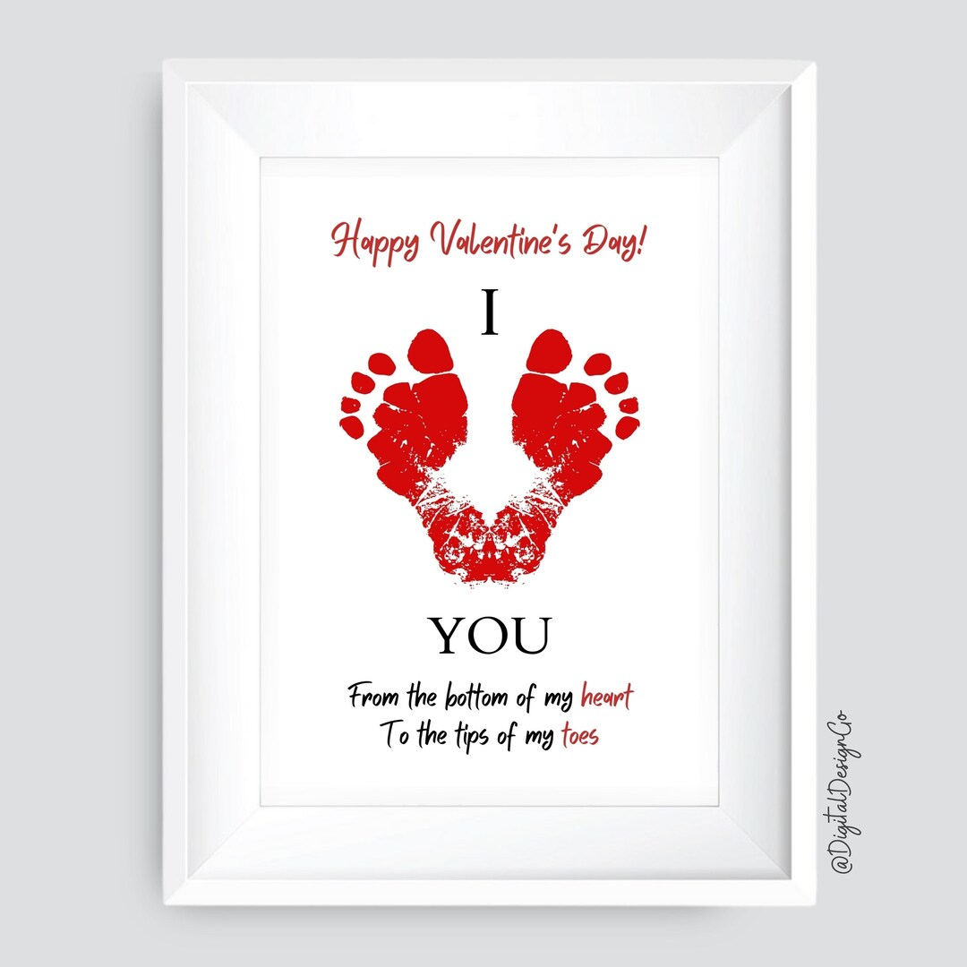 I Love You Poem Footprint Handprint Art Craft, Valentine's Day Craft ...