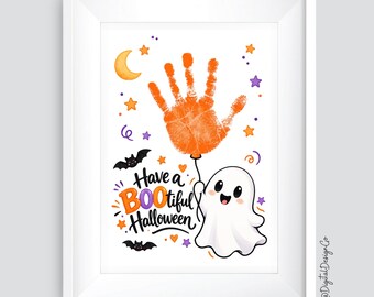 Have a Bootiful Halloween, Halloween Handprint Art Craft, Kids Baby Toddler, Memory Keepsake, DIY Activity