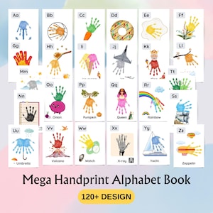 Mega Alphabet Handprint Book, Alphabet Handprint Craft, Pre-School, Kindergarten, Classroom Nursery Activity, Keepsake, Printable, DIY