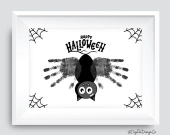 ハッピーハロウィン、コウモリのハンプリントアートクラフト、赤ちゃん