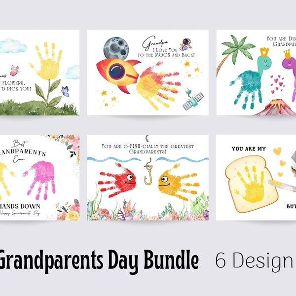 Grandparents Handprint Art Craft, Grandparents Day Bundle, Gift for Grandma and Grandpa, Kids Baby Toddler, Keepsake, DIY Card, Printable