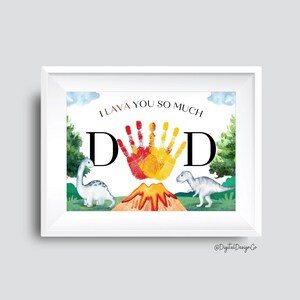 Vaderdag handafdruk, I Lava You So Much Dad, vulkaan handafdruk ambacht voor kinderen baby peuter, cadeau voor papa, herinnering, doe-het-zelfkaart