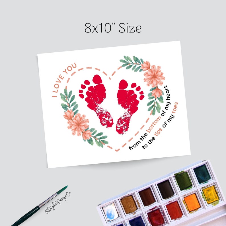 Valentines Day Footprint Handprint Art Craft, Heart Poem, Baby Toddler ...