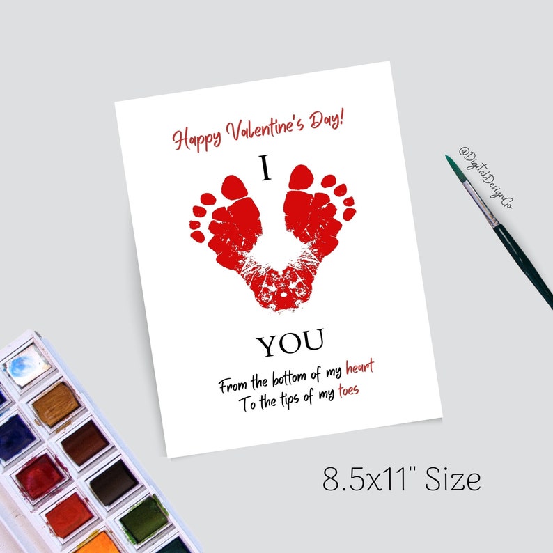 I Love You Poem Footprint Handprint Art Craft, Valentine's Day Craft ...