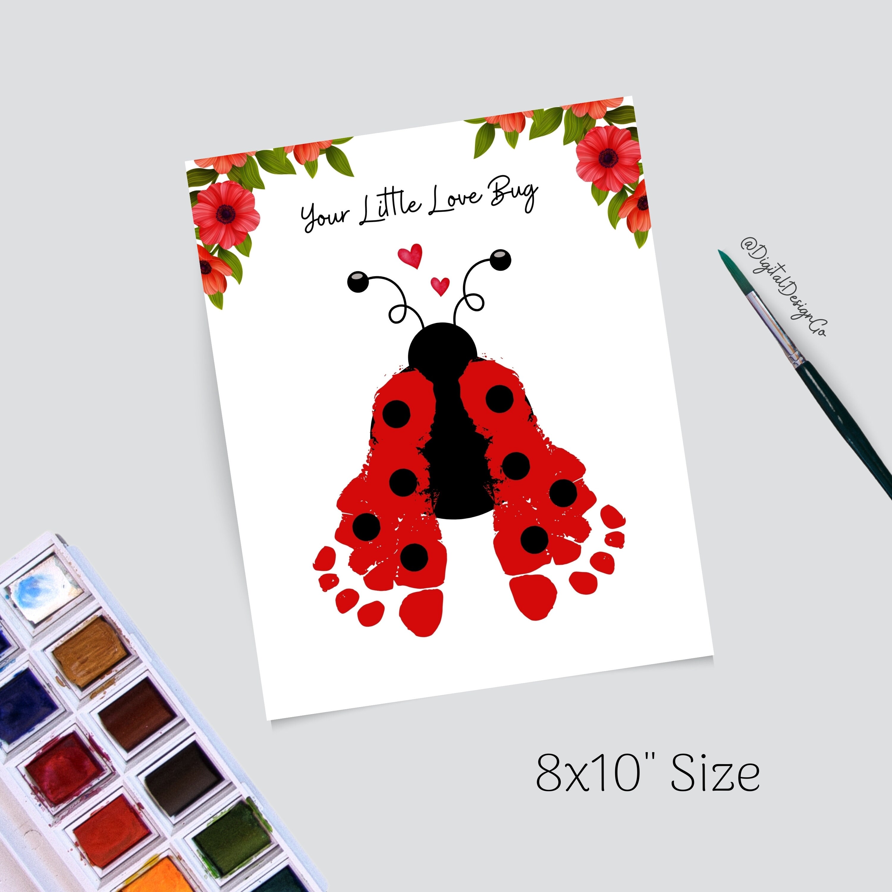 Your Little Love Bug Footprint Craft, Valentines Day, Kids Baby