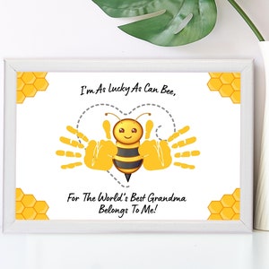 Grandma & Nana Handprint Craft, Personalized Card, Printable Gift, Bee Handprint Art Keepsake for Grandma, Kids Baby Toddler