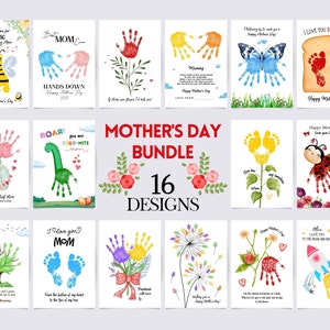 Paquete para el Día de la Madre, Manualidad con Huellas de Pies, Manualidad con Huellas de Manos, Tarjeta de Regalo Manual, Regalo para Bebés y Niños, Recuerdo, Imprimible, Decoración