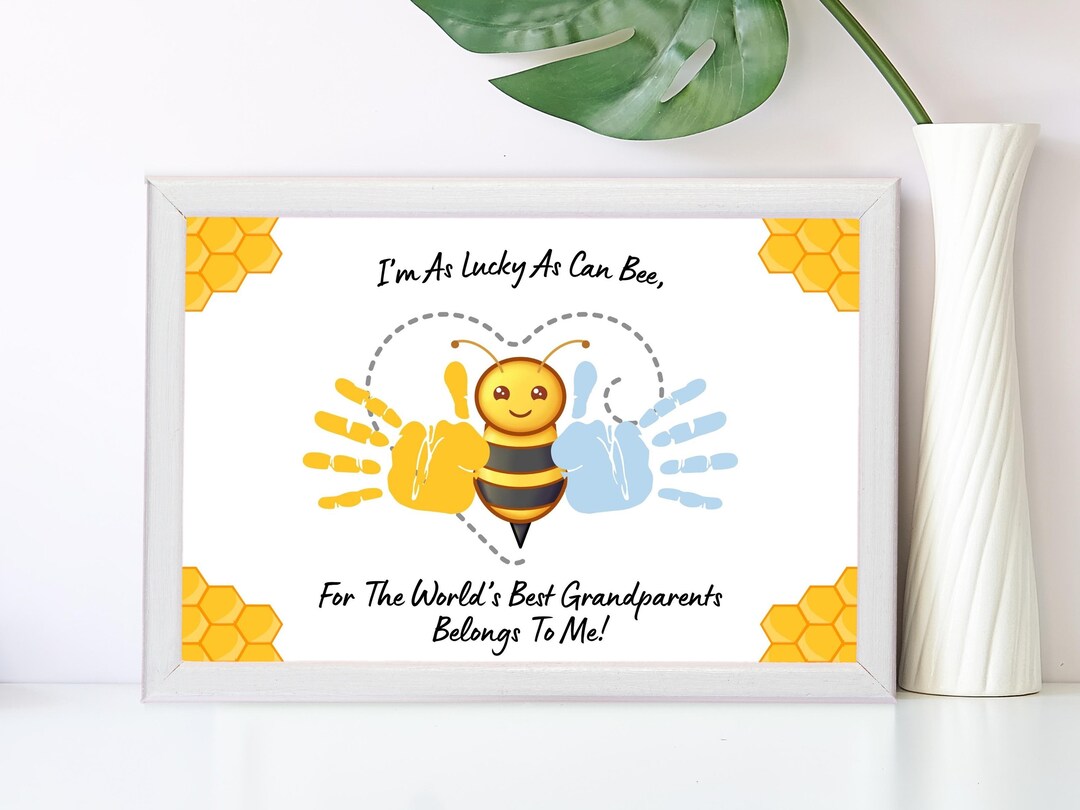 Grandparents Day Handprint Craft Personalized Card, Printable Gift, Bee ...