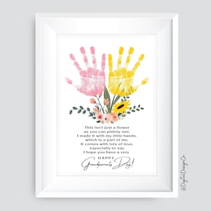 Grootoudersdagcadeau, grootoudersdagcadeau, kinderhandafdruk baby peuter, bloem, gedicht, aandenken voor oma en opa, afdrukbaar