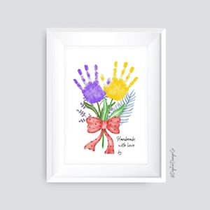 Blume Handabdruck Handwerk, Handarbeit mit Liebe, Geschenk Muttertag, Oma Geschenk, Kinder Baby Kleinkind, Erinnerung Andenken, Printable, DIY Karte