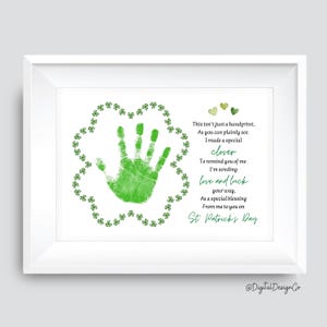 St Patricks Day Handabdruck, Kleeblatt Handabdruck, Liebe senden, Glück, Kinder Baby Kleinkind, Gedicht Andenken, DIY Geschenkkarte, druckbar