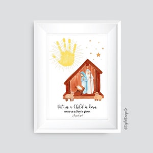 Baby Jesus Handabdruck Art Craft, Weihnachten Handabdruck Craft, Stern, Kinder Baby Kleinkind, Geschenk, Erinnerung, DIY Karte, Printable, Decor