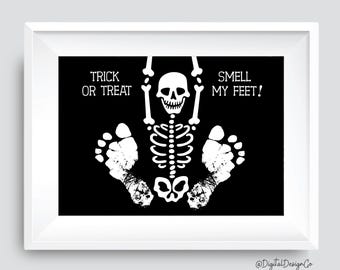 Halloween Skeleton Footprint Art Craft, Trick or Treat Smell My Feet, Kids Baby Toddler
