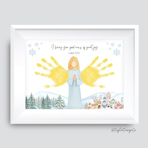 Arte de impressão de mão de anjo / Artesanato de impressão de mão de asas de anjo para crianças, bebês e crianças pequenas / Lembrança de memória / Cartão faça você mesmo / Presente de Natal e Natal de inverno