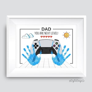Handafdruk Vaderdag, Dad You Are Next Level, Game Craft voor kinderen baby peuter, herinnering aandenken, afdrukbaar, DIY-kaart, cadeau voor papa