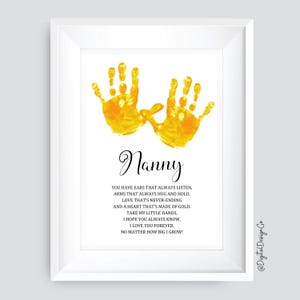 Arte de impressão de mão de babá, Dia dos Namorados, Dia das Mães, Aniversário, Artesanato de impressão de mão para crianças, bebês e crianças pequenas, Presente de poema para avó, Cartão faça você mesmo, Lembrança