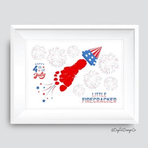 Petit art de l&#39;empreinte de pétard, artisanat d&#39;empreinte du 4 juillet, enfant bébé bambin, souvenir bricolage