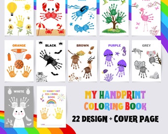 My Handprint Coloring Book, Handprint Art Craft, Handprint Book for Baby Toddler Child, Nursery Activity, Memory Keepsake, Printable