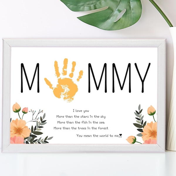 Mother's Day Handprint Art, Mommy Handprint Art, Kids Baby Toddler, Keepsake Craft DIY Gift Card, Gift for Mom
