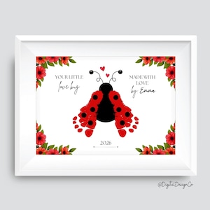 Love Bug handafdruk voetafdruk kunst, Valentijnsdag voetafdruk ambacht, kinderen baby peuter, DIY kaart, herinnering aandenken, cadeau voor moeder vader oma