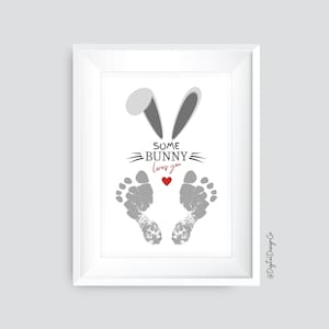 Ostern Fußabdruck Handwerk, Some Bunny Loves You, Osterhasen Handwerk, Baby Andenken, Baby Fußabdruck Handwerk, Ostern Kinder DIY Karte, Erinnerungs Andenken