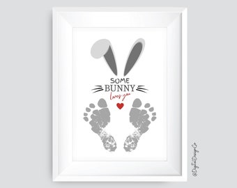 Ostern-Fußabdruck-Handwerk, Osterhase liebt dich, Osterhase-Handwerk, Baby-Andenken, Baby-Fußabdruck-Handwerk, Ostern-Kinder-DIY-Karte, Erinnerungs-Andenken