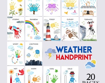 Wetter Handabdruck Bastelpaket, Handabdruck Kunst Handwerk, Kindergarten, DIY Bastelkarte, Kleinkind Kinder, Erinnerung Andenken, Schulaktivität, druckbar