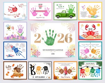 2026 Handprint Calendar, Kids Baby Toddler, Nursery School Activity, DIY Keepsake, Printable
