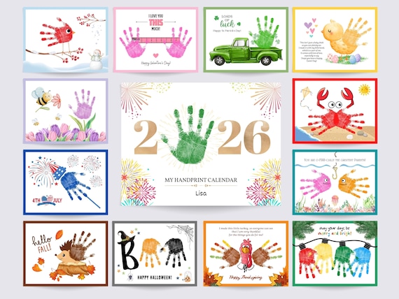 2026年 happyスケジュール帳　手形入り 2026年手形カレンダー、子供・赤ちゃん・幼児向け、保育園の