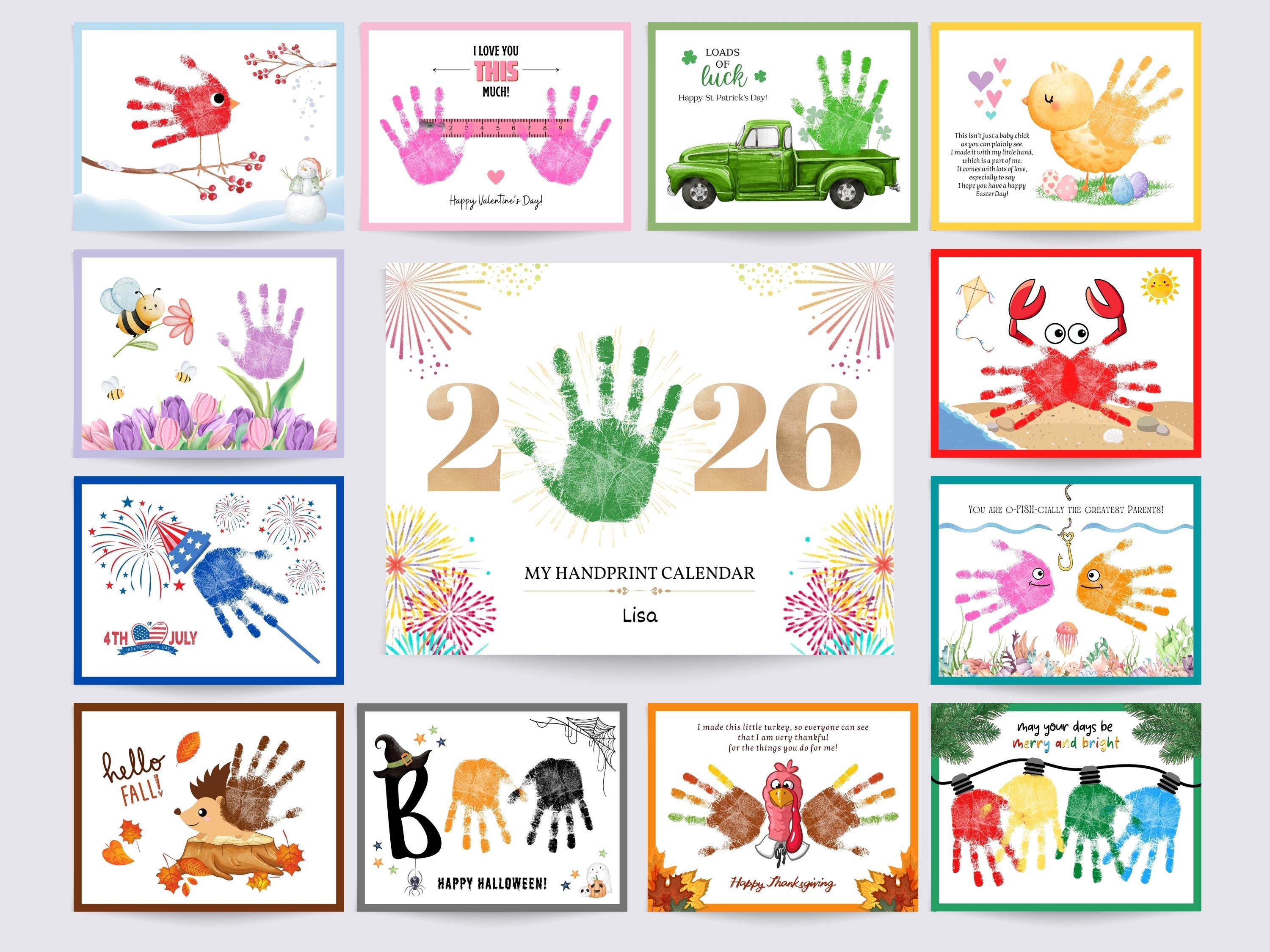 2026年手形カレンダー、子供・赤ちゃん・幼児向け、保育園の