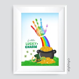 Little Lucky Charm, St Patricks Day Handprint Art Craft, Rainbow Handprint Craft for Kids Baby Toddler, Memory Keepsake, DIY Card, Printable