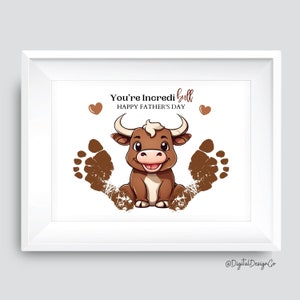 Você é Incredibull, Feliz Dia dos Pais, Artesanato de pegada de touro para crianças, bebês e crianças pequenas, Presente para papai, vovô, lembrança de memória, cartão faça você mesmo