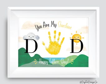 Father's Day Handprint Art Craft, You Are My Sunshine Dad, Kids Baby Toddler, DIY