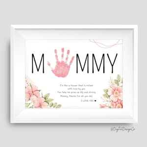 Mama Handabdruck Kunst, Gedicht, Blumen, Muttertag Handwerk, Geburtstagsgeschenk, Baby Kleinkind, Andenken Handwerk DIY Geschenkkarte, Geschenk für Mama, Dekor