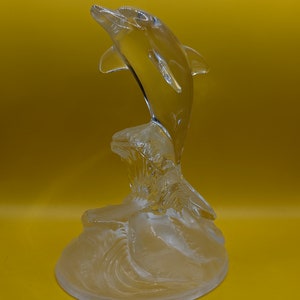 Cristal d’Arques 24% Lead Crystal Dolphin Figurine • France • Clear/Frosted Base