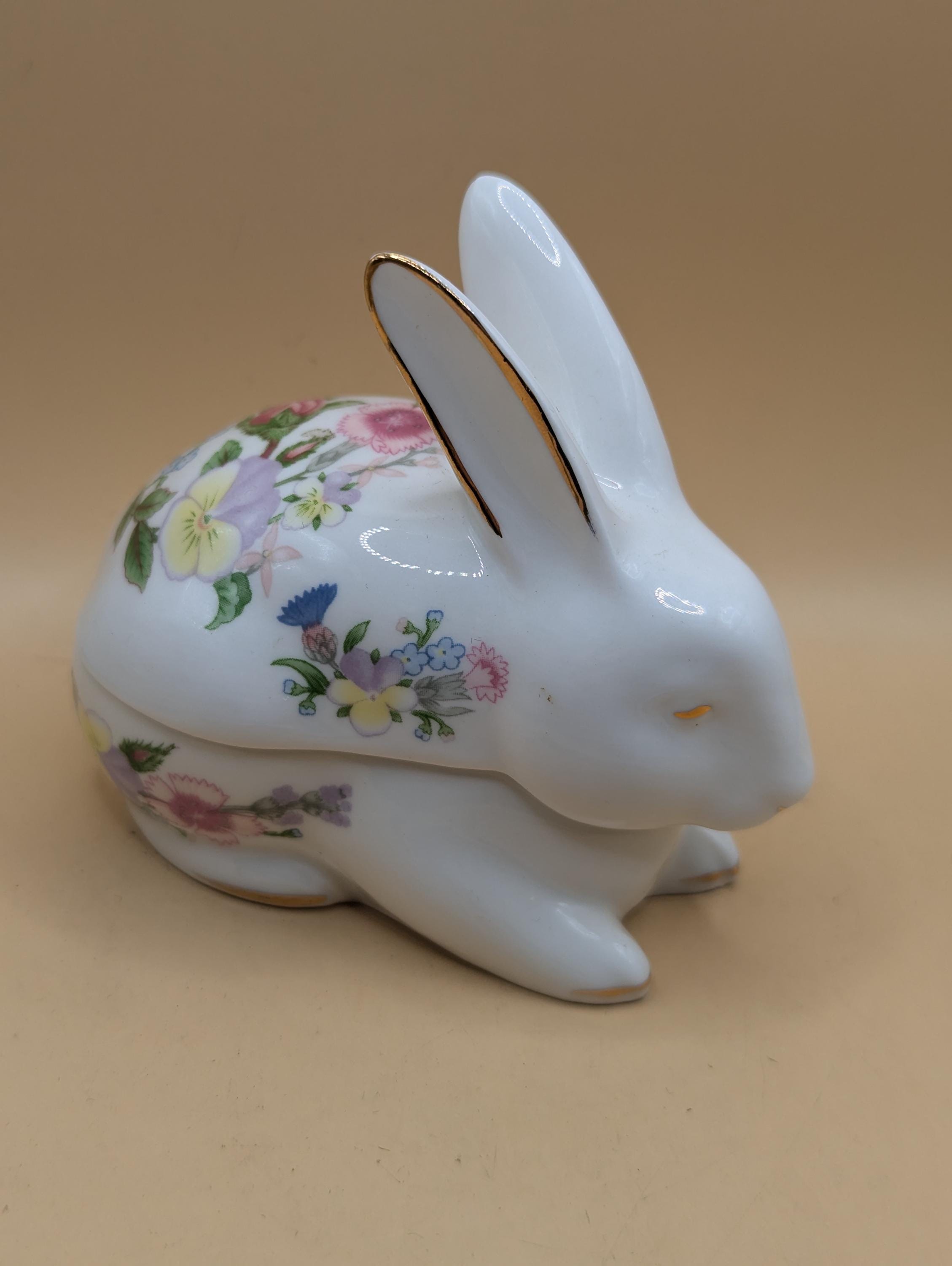 【Aynsley】花柄　ぶたの置物 Aynsley Cottage Garden Rabbit Trinket Pot Wild Tudor - Etsy
