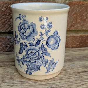 Fielding Co Devon Blue & White Floral Transferware Pot – Crown Devon Staffordshire England – c.1920s
