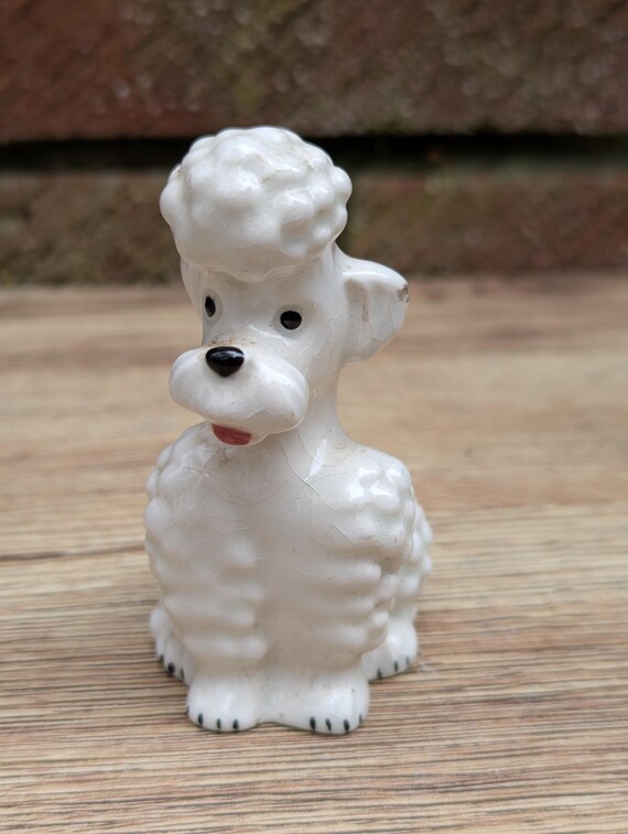 Vintage 1950s Porcelain Goebel Hummel White Poodle Dog Ornament