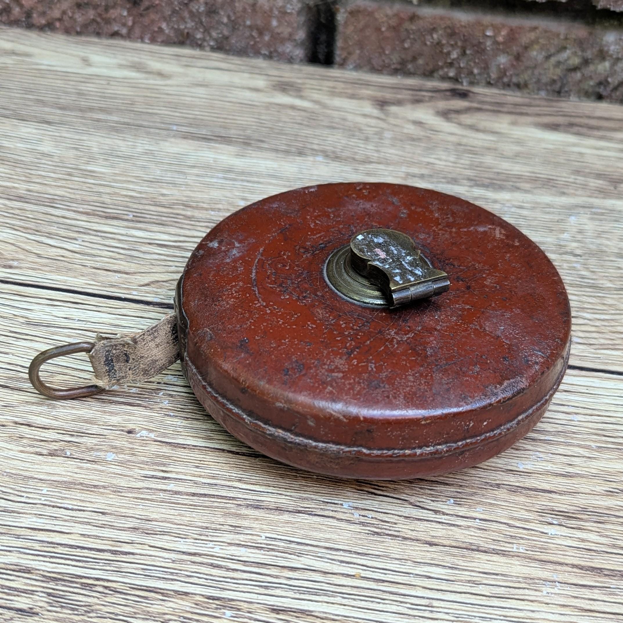 希少 戦前 戦後 巻尺 DURABLE MEASURING TAPE 尺 当時物 Antique 1900 Chesterman Sheffield Leather-cased Surveyor's