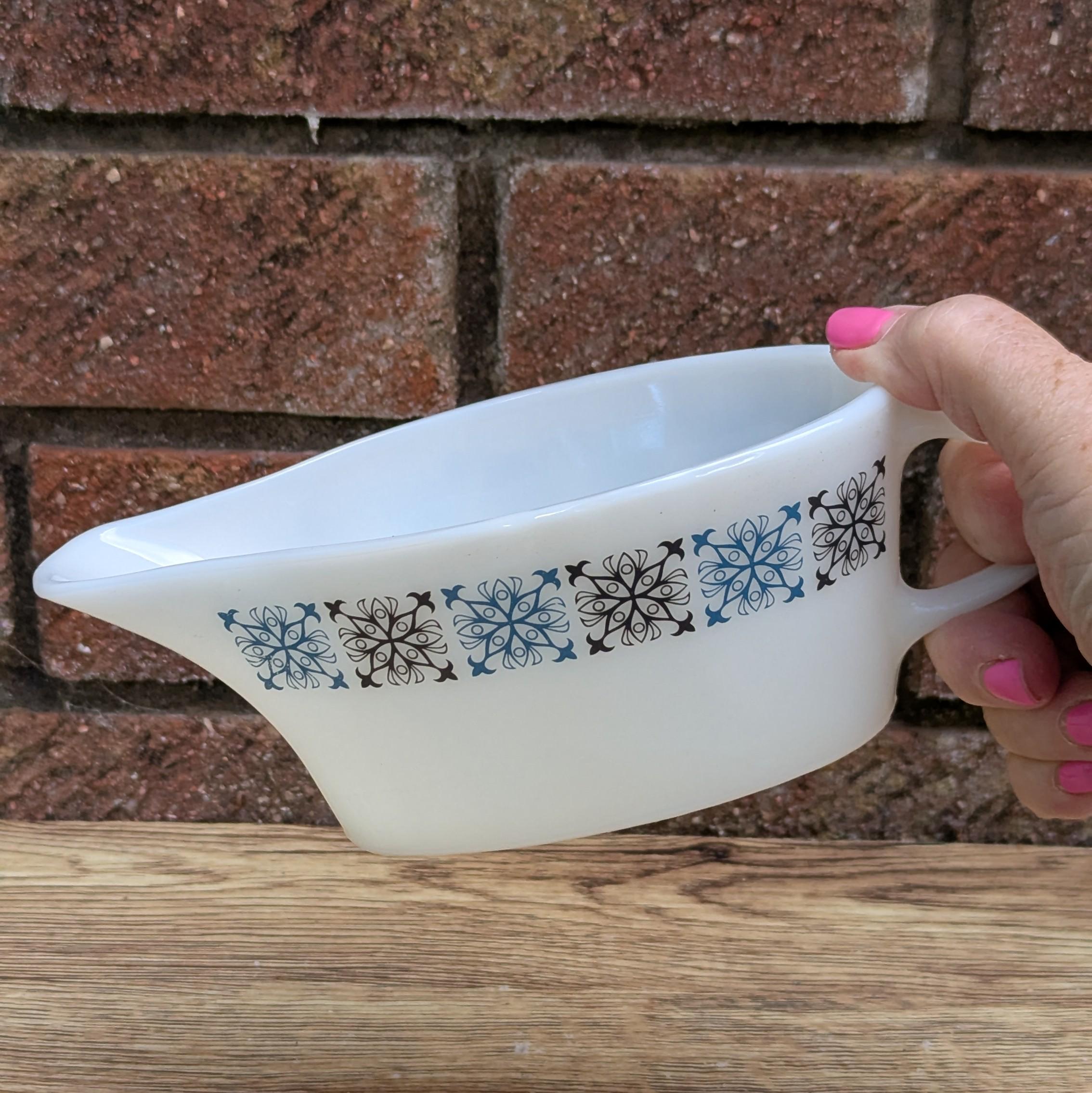1960s JAJ Pyrex England Gravy Boat – Chelsea Pattern Turquoise & Black ...