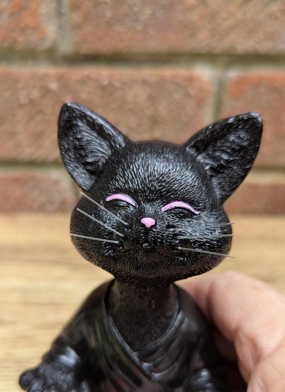 Zen Black Cat Figurine in Meditation Pose – Resin Ornament