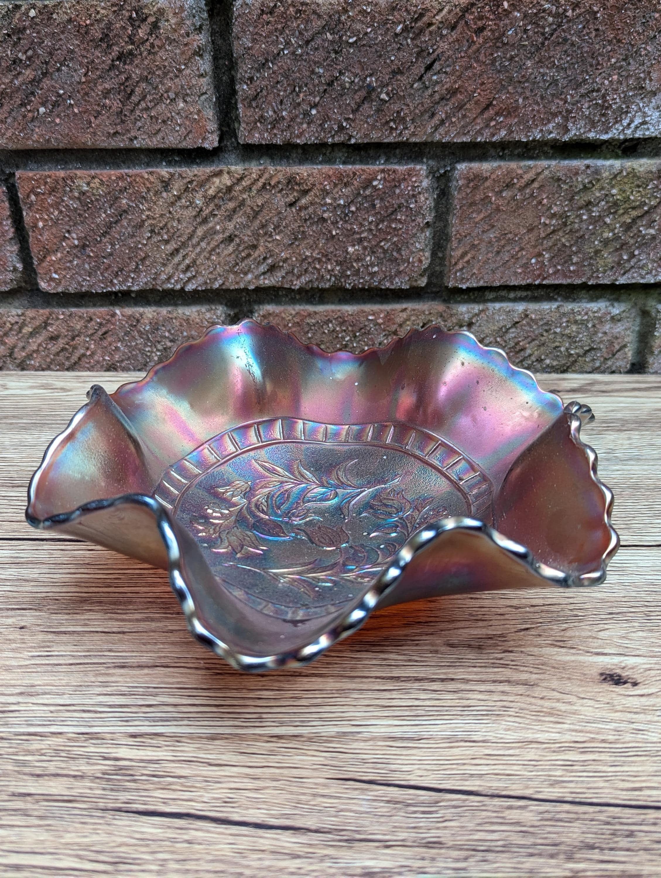 ② Carnival Glass カーニバルガラス ボール オーロラ パープル