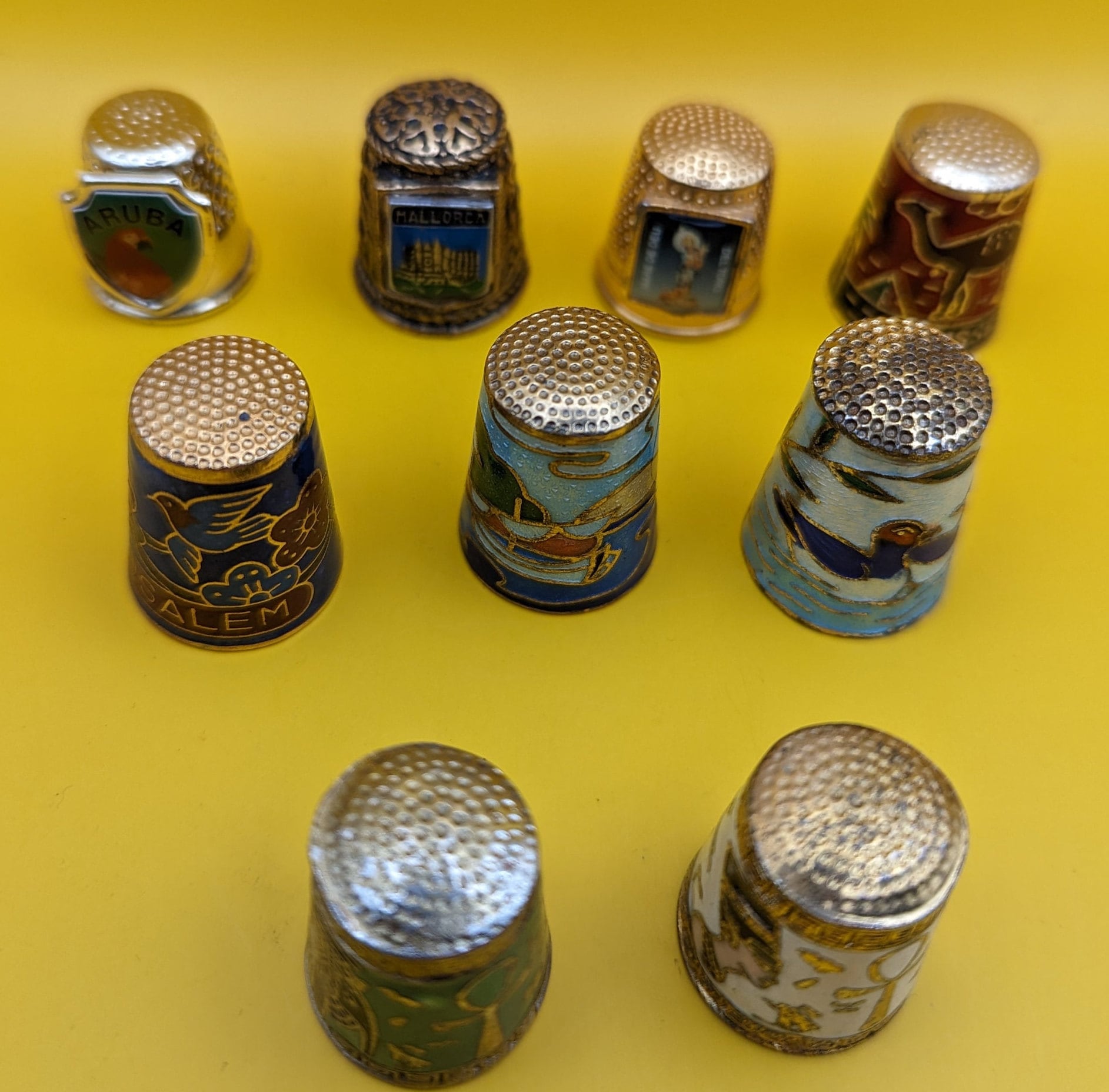 Vintage Thimble Metal Enameled Thimbles 9 Pieces RARE - Etsy