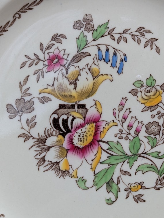 イギリスアンティーク Alfred Meakin バラ柄 ボウル２４cm English Alfred Meakin England, Brown Ironstone Pitcher and Bowl in