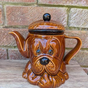 Vintage Droopy Face Dog Brown Glaze Teapot P And K Price & Kensington